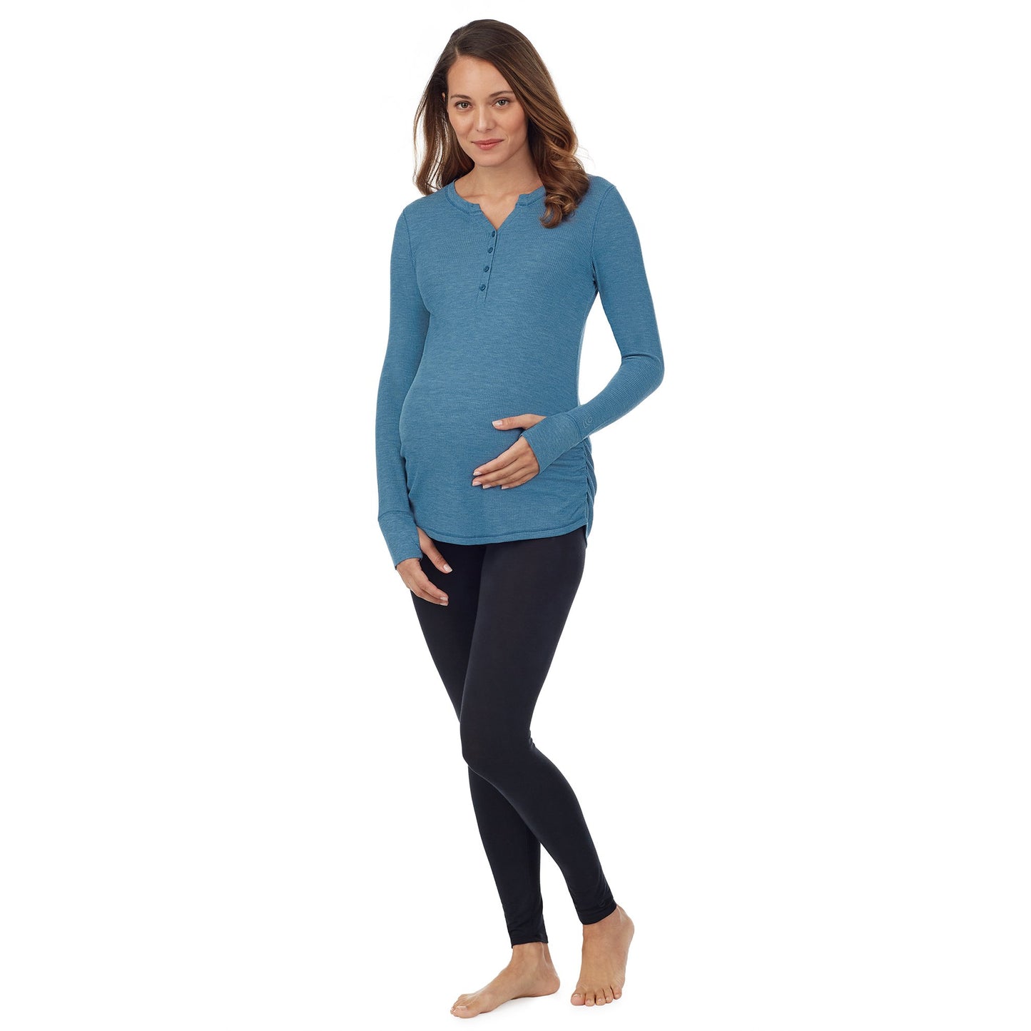 Vintage Blue Heather;Model is wearing a size S. She is 5’10”, Bust 34”, Waist 34”, Hips 40”.@Model is wearing a maternity bump.#Model is wearing a maternity bump.