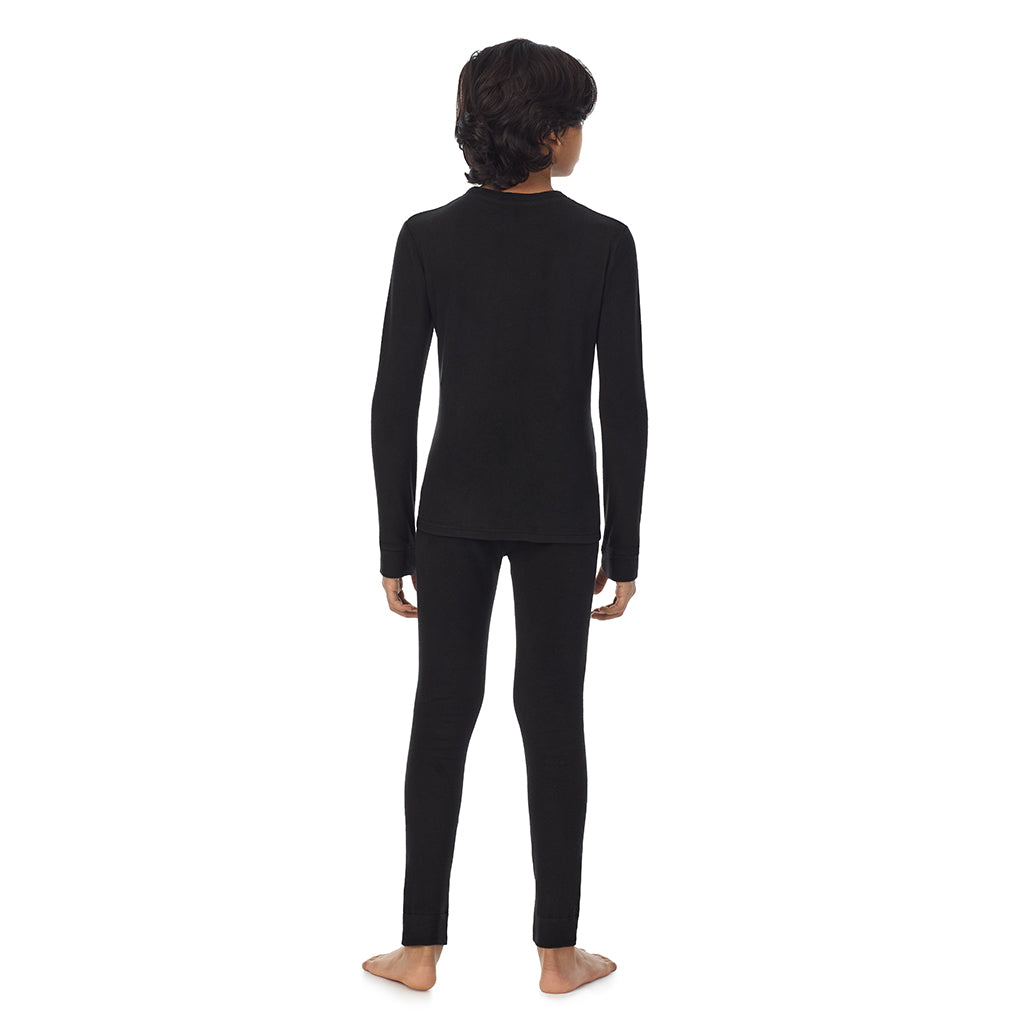 Black;@ A Black Boys Fleecewear With Stretch 2 pc. Long Sleeve Crew & Pant Set
