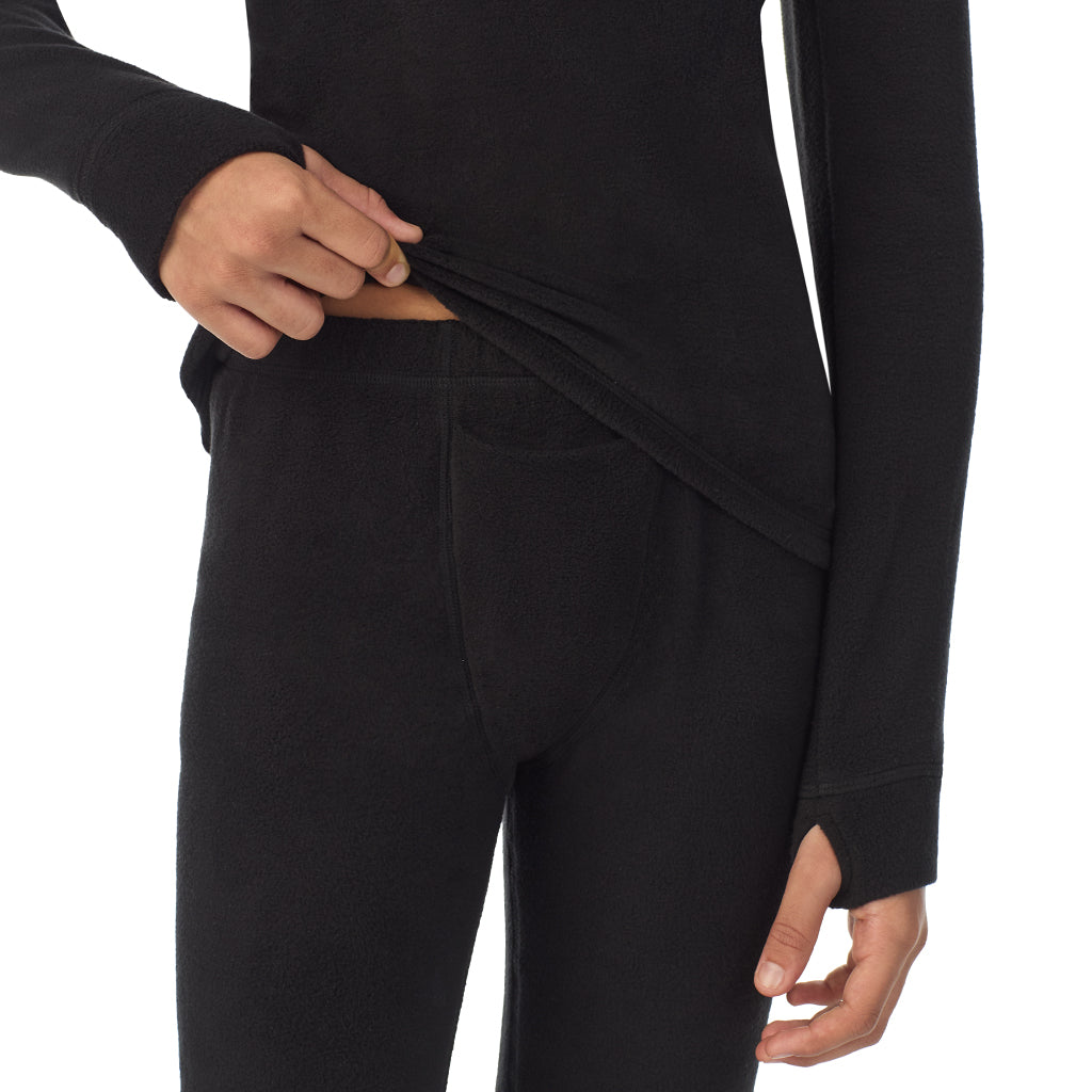 Black;@ A Black Boys Fleecewear With Stretch 2 pc. Long Sleeve Crew & Pant Set