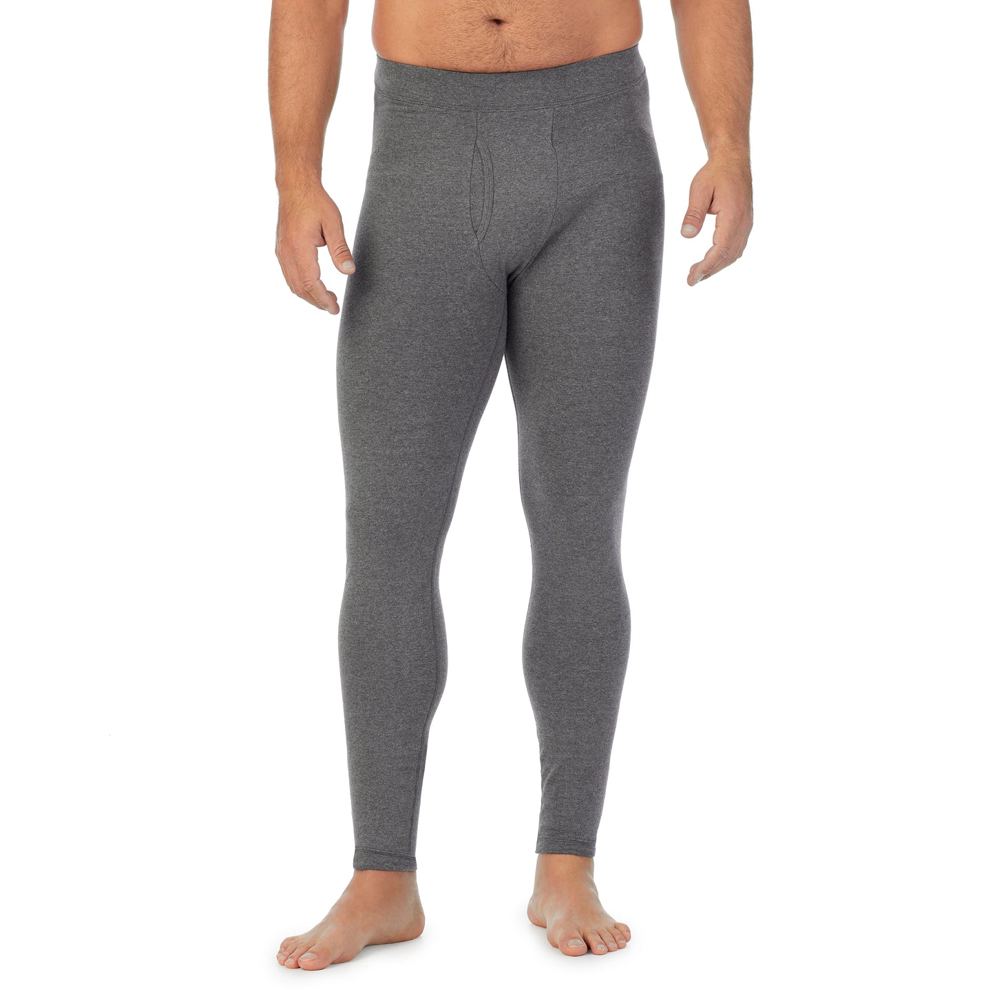 Grey Heather; Model is wearing size M. He is 6'2", Waist 32", Inseam 34". @A man wearing a Grey Heather cottonwear pant