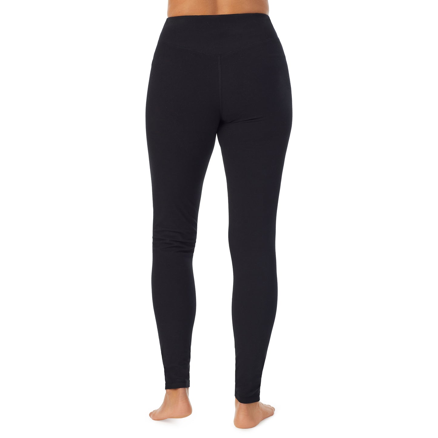 Black; Model is wearing size S. She is 5'8", Bust 34", Waist 26”, Hips 36"@A lady wearing black cottonwear legging
