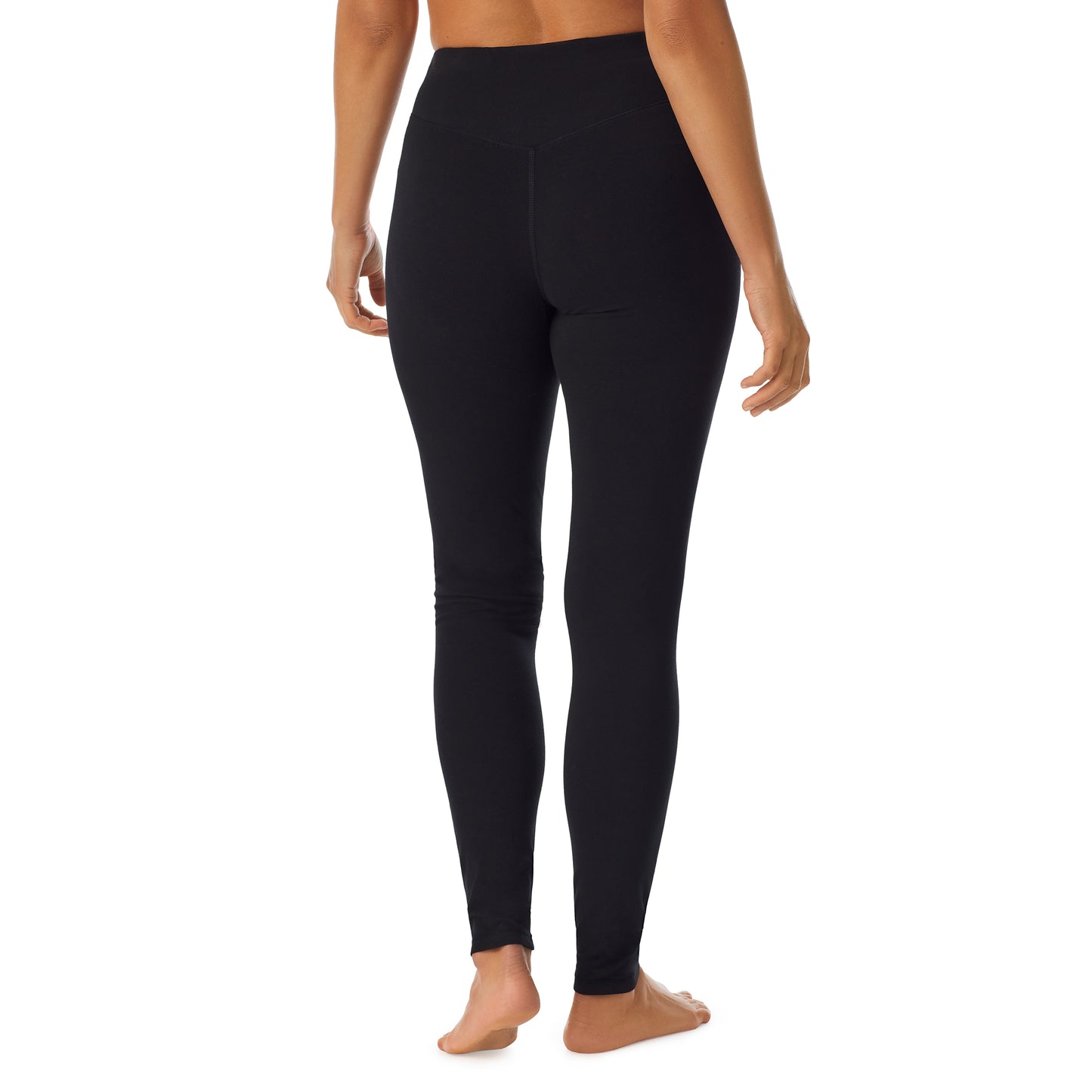 Black; Model is wearing size S. She is 5'8", Bust 34", Waist 26”, Hips 36"@A lady wearing black cottonwear legging