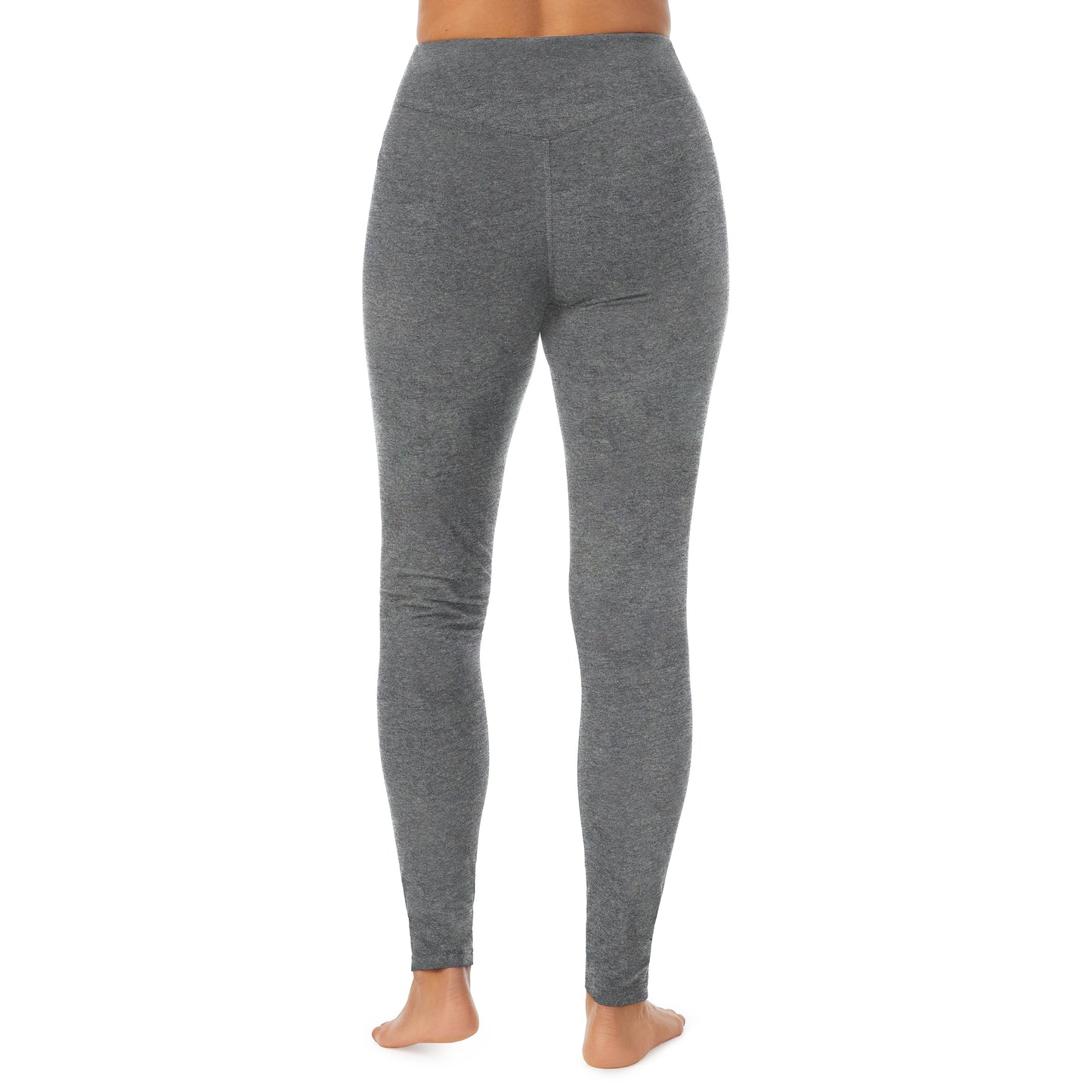 Dark Charcoal Heather; Model is wearing size S. She is 5'8", Bust 34", Waist 26”, Hips 36"@A lady wearing dark charcoal heather cottonwear legging