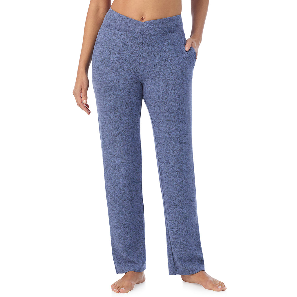 Marled Velvet Blue; Model is wearing size S. She is 5'8", Bust 34", Waist 24.5", Hips 35". @A lady wearing a Marled Velvet Blue lounge pant.