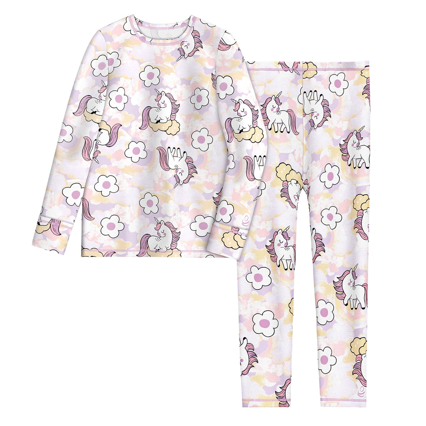 Lavender Tie Dye Unicorn;@Toddler Girls Comfortech Stretch Poly 2 pc. Crew Set !92% Polyester, 8% Spandex!
