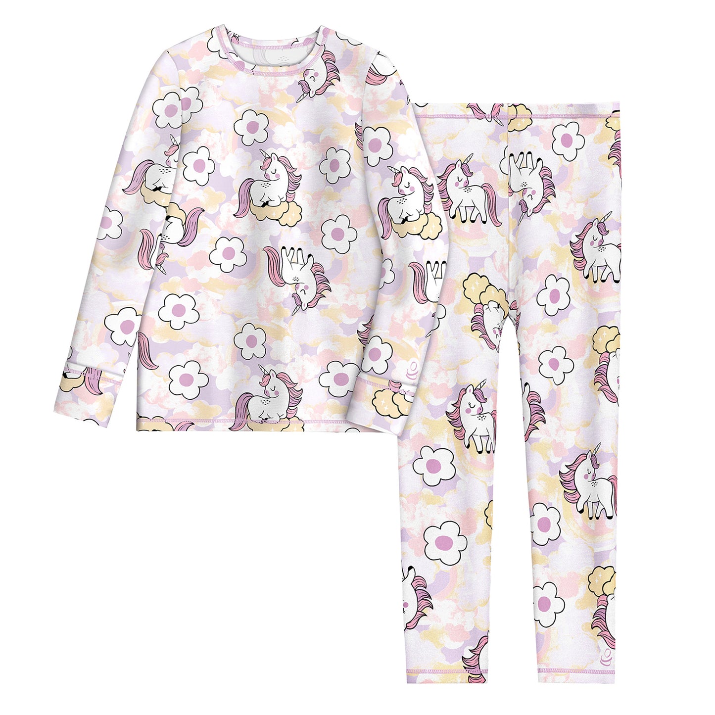 Lavender Tie Dye Unicorn;@Girls Comfortech Stretch Poly 2 pc. Crew Set