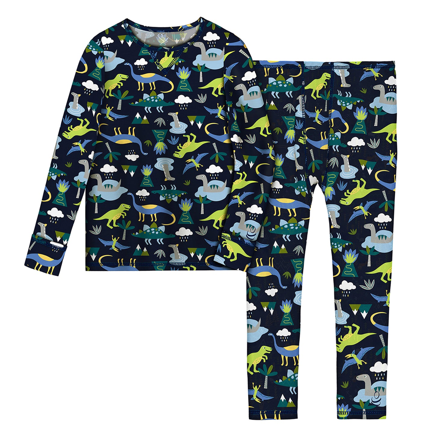 Navy Dinos;@A Navy Dinos long sleeve crew t-shirt and pant set !92% Polyester, 8% Spandex!