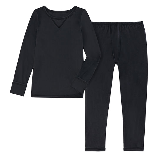 A Black long sleeve crew t-shirt and pant set