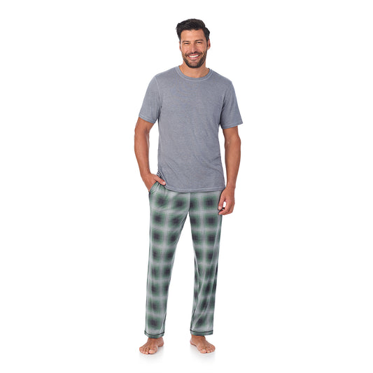 Mens Classic Short Sleeve Crew Neck Tee and Pajama Pant 2-pc Set
