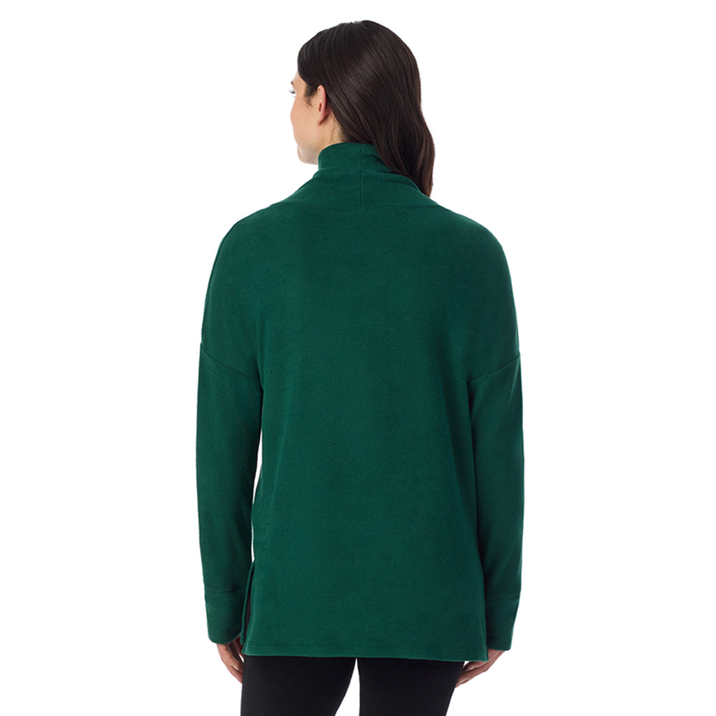 Evergreen; Model is wearing a size S. She is 5’9”, Bust 34”, Waist 25”, Hips 36”@ A Lady is wearing Evergreen Fleecewear With Stretch Long Sleeve Tunic