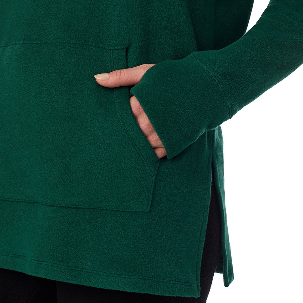 Evergreen; Model is wearing a size S. She is 5’9”, Bust 34”, Waist 25”, Hips 36”@ A Lady is wearing Evergreen Fleecewear With Stretch Long Sleeve Tunic