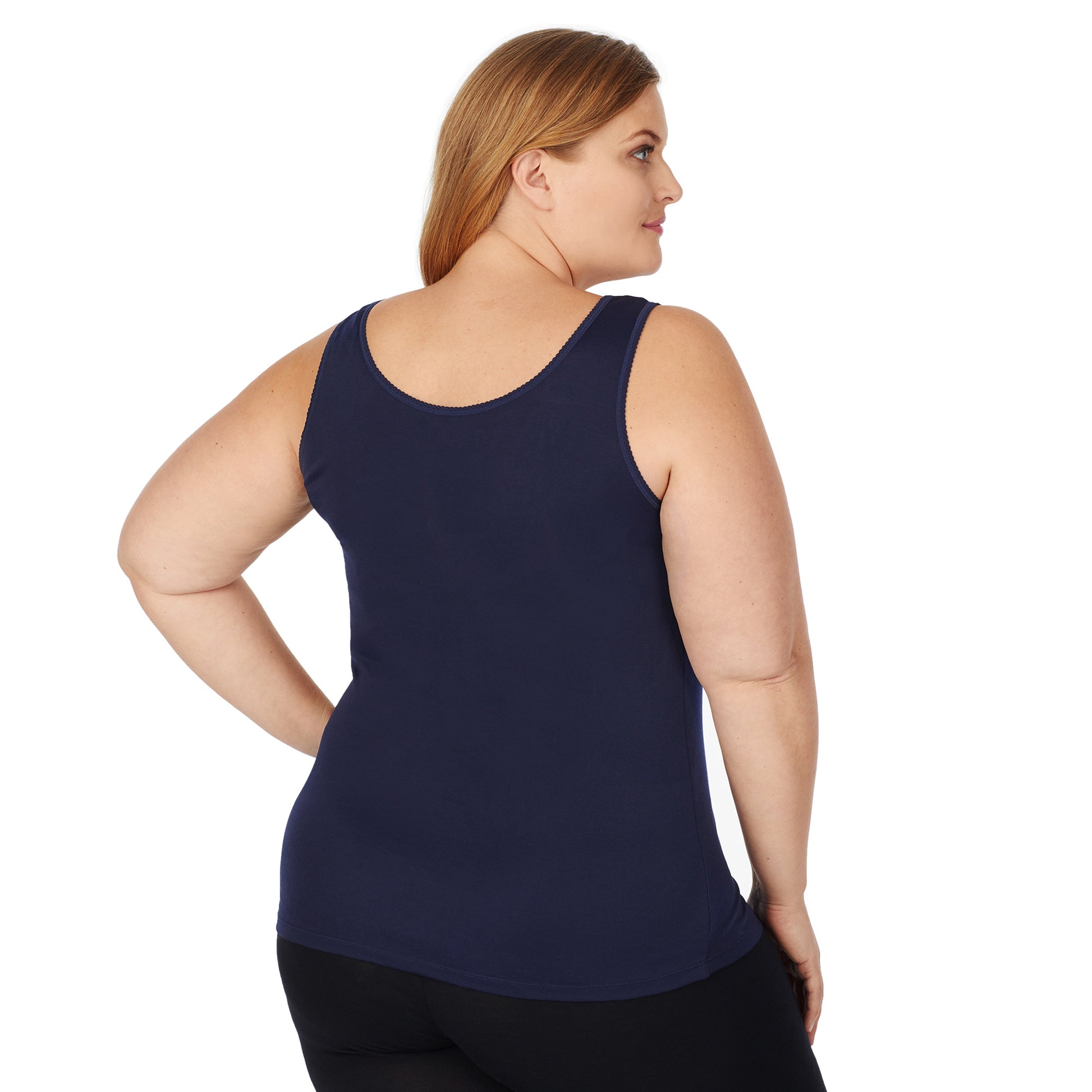 A lady wearing ink lace cami