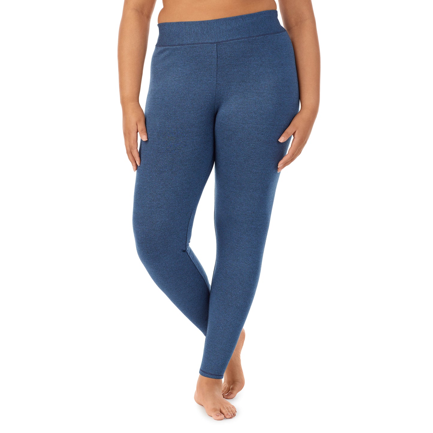 Ultramarine Heather;Model is wearing size 1X. She is 5’11”, Bust 36”, Waist 36.5”, Hips 47.5”.@A lady wearing Ultra Cozy Legging PLUS