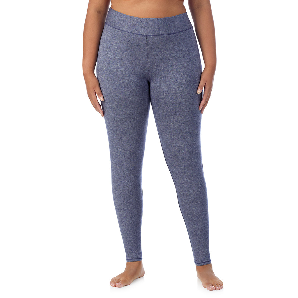 Twilight Blue Heather;Model is wearing size 1X. She is 5'11", Bust 36", Waist 36.5", Hips 47.5".@A lady wearing Ultra Cozy Legging PLUS