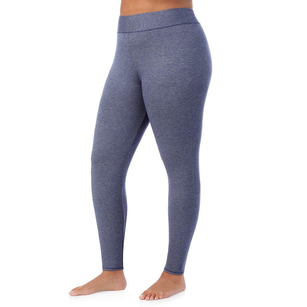 Twilight Blue Heather;Model is wearing size 1X. She is 5'11", Bust 36", Waist 36.5", Hips 47.5".@A lady wearing Ultra Cozy Legging PLUS
