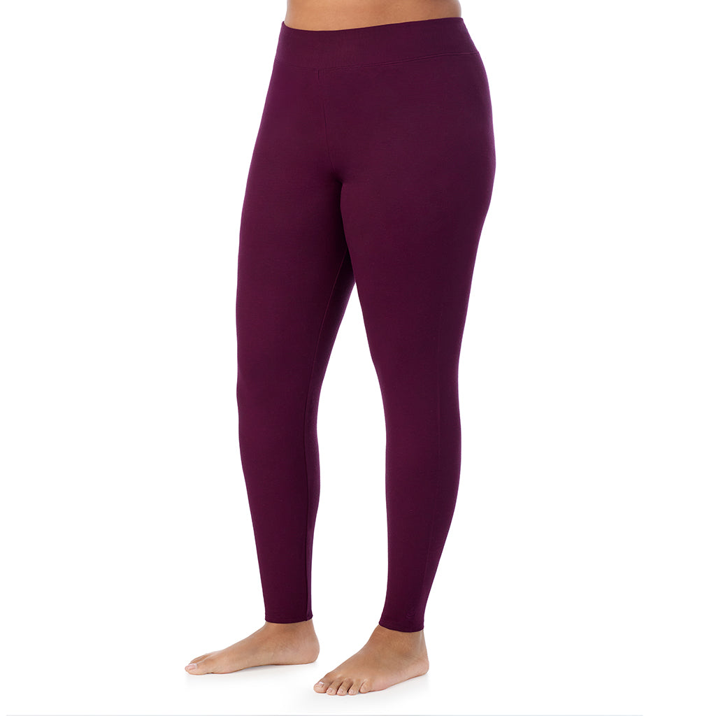 Dark Purple Heather;Model is wearing size 1X. She is 5'11", Bust 36", Waist 36.5", Hips 47.5".@A lady wearing Ultra Cozy Legging PLUS
