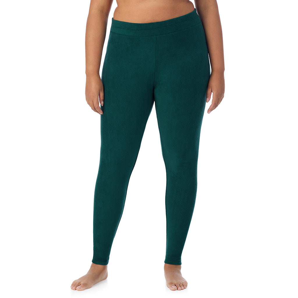 Dark Pine; Model is wearing size 1X. She is 5'11", Bust 36", Waist 36.5", Hips 47.5".@ A Lady is wearing Dark Pine Fleecewear With Stretch Legging PLUS !94% Recycled Polyester, 6% Spandex !