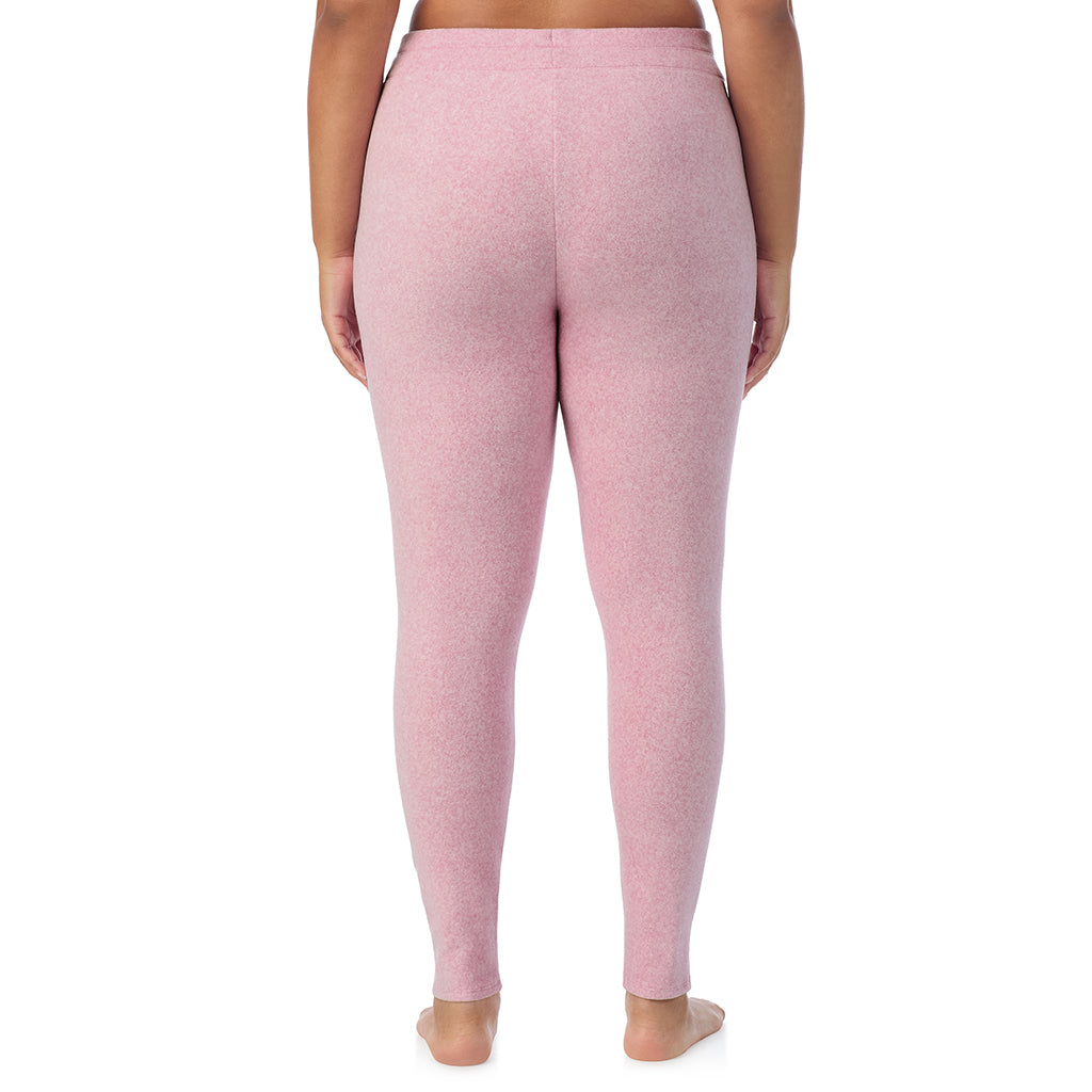 Mauve Mist Heather; Model is wearing size 1X. She is 5'11", Bust 36", Waist 36.5", Hips 47.5".@ A Lady is wearing Mauve Mist Heather Fleecewear With Stretch Legging PLUS !94% Recycled Polyester, 6% Spandex !