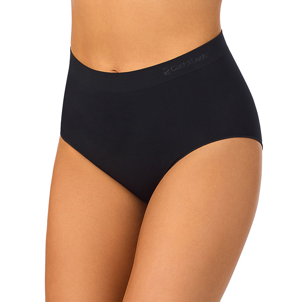 Black/Black/Black;Model is wearing size S. She is 5'8", Bust 34", Waist 25", Hips 36". @A Soft Seamless Full Brief Panty 3-Pack