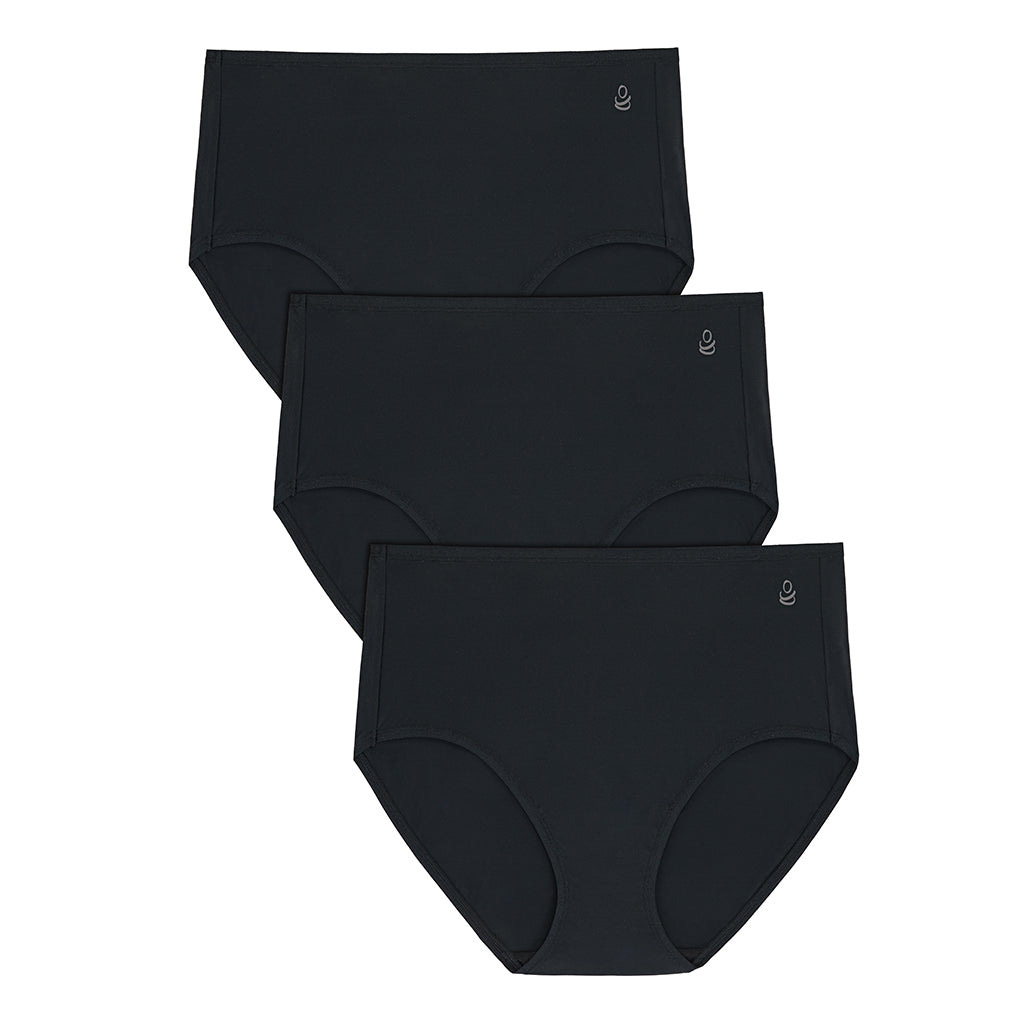 Black/Black/Black;Model is wearing size S. She is 5'8", Bust 34", Waist 25", Hips 36". @A Brushed Microfiber Full Brief Panty 3-Pack