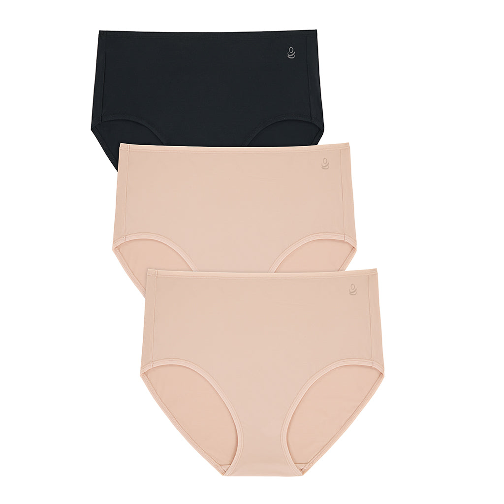 Rose Dust/Rose Dust/Black;Model is wearing size S. She is 5'8", Bust 34", Waist 25", Hips 36". @A Brushed Microfiber Full Brief Panty 3-Pack