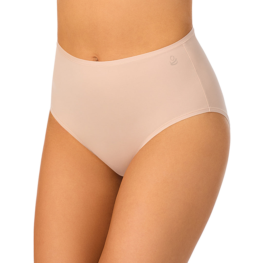 Rose Dust/Rose Dust/Black;Model is wearing size S. She is 5'8", Bust 34", Waist 25", Hips 36". @A lady wearing Brushed Microfiber Full Brief Panty 3-Pack