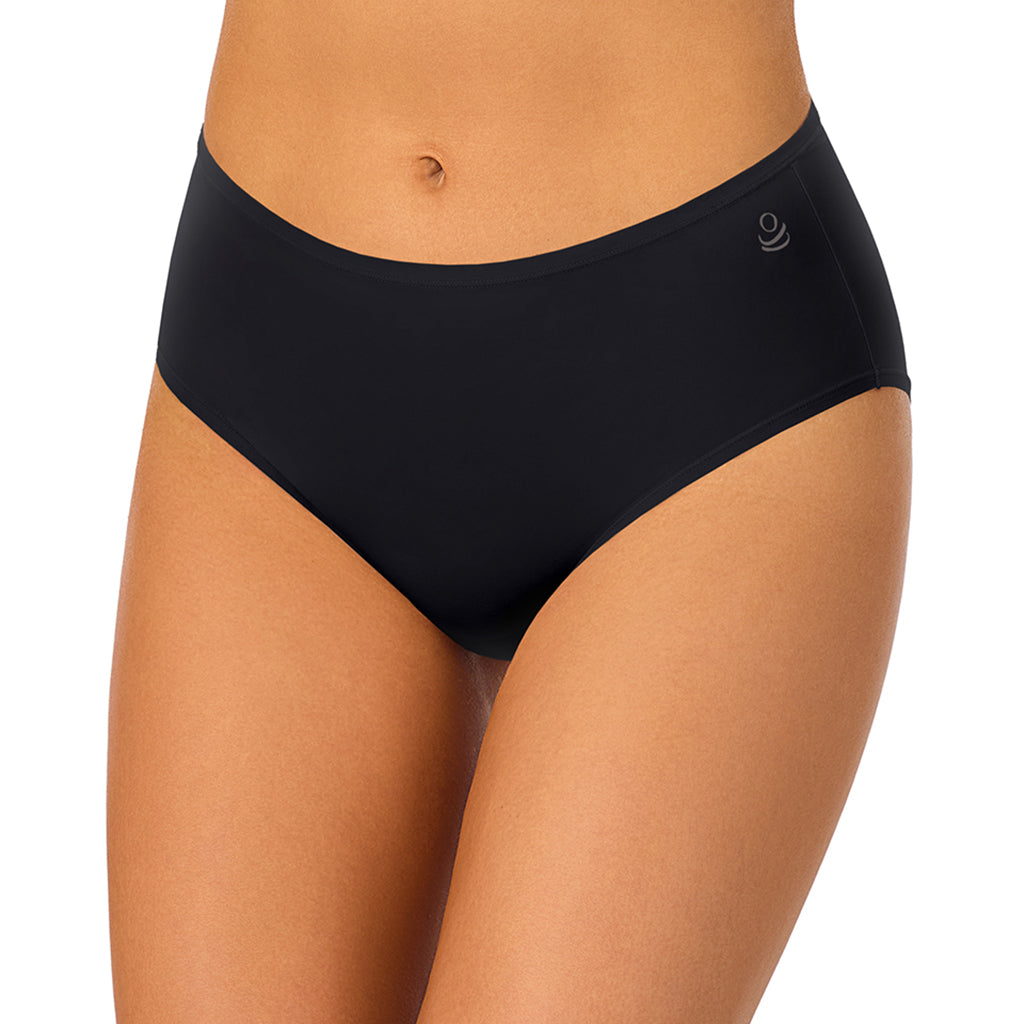 Black/Black/Black;Model is wearing size S. She is 5'8", Bust 34", Waist 25", Hips 36". @A lady wearing Brushed Microfiber Hipster Panty 3-Pack