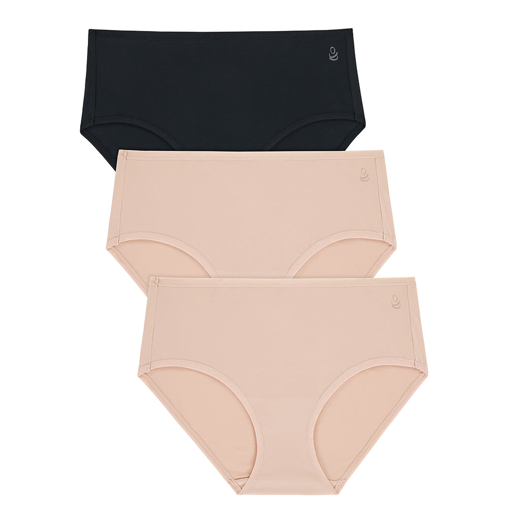 Rose Dust/Rose Dust/Black;Model is wearing size S. She is 5'8", Bust 34", Waist 25", Hips 36". @A Brushed Microfiber Hipster Panty 3-Pack