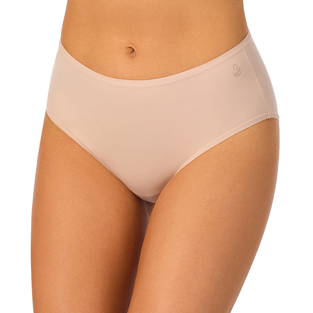 Rose Dust/Rose Dust/Black;Model is wearing size S. She is 5'8", Bust 34", Waist 25", Hips 36". @A lady wearing Brushed Microfiber Hipster Panty 3-Pack