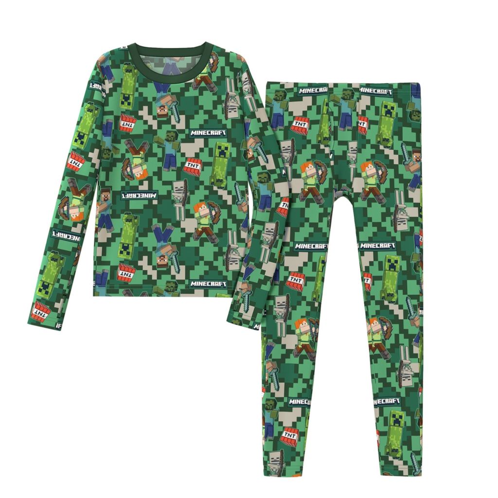 A Minecraft Boys Stretch Poly 2 pc. Long Sleeve Crew & Pant Set