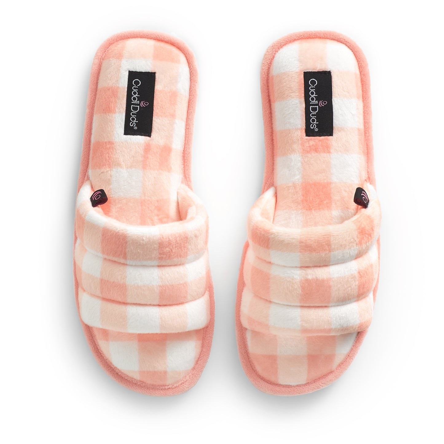 Apricot Blush Gingham;@Puffy Velour Slide Slipper