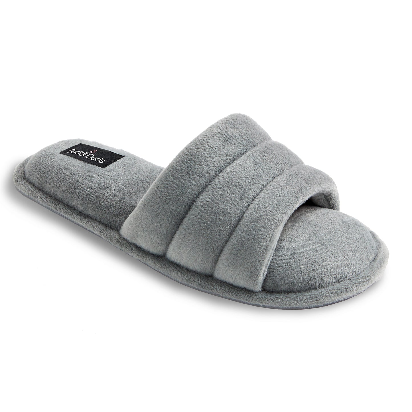 Glacier Grey;@Puffy Velour Slide Slipper