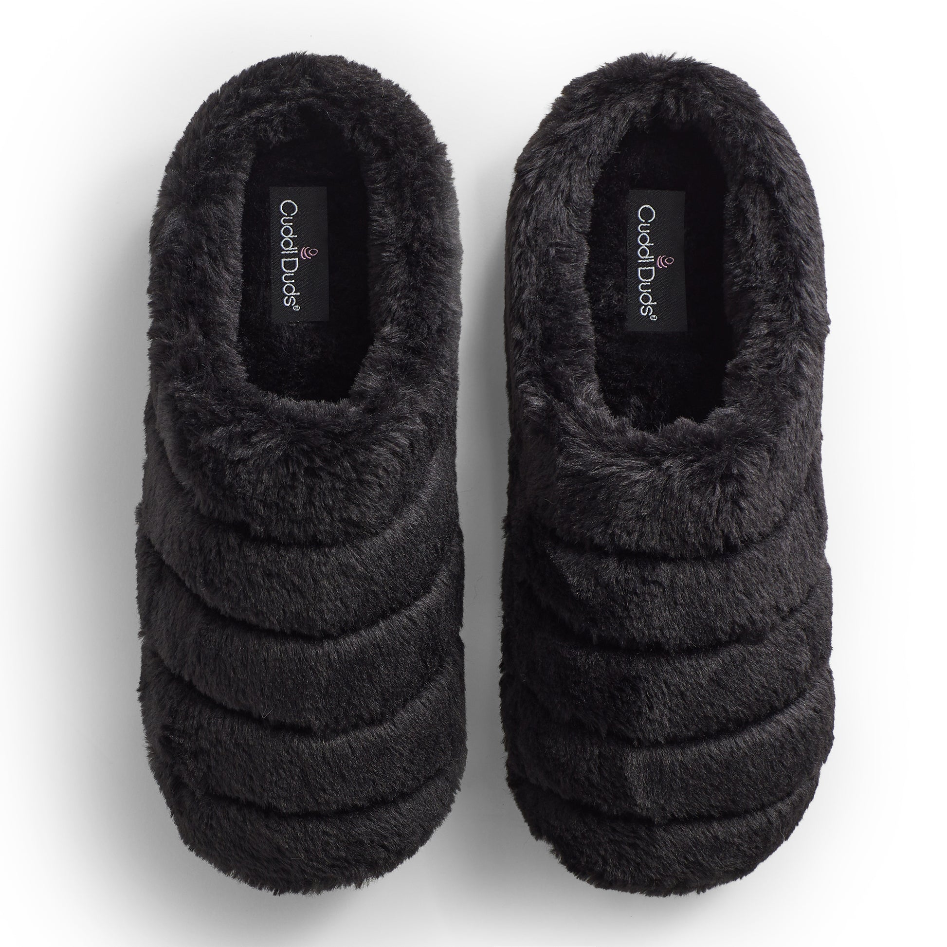 Faux Fur Puff Clog black Slipper