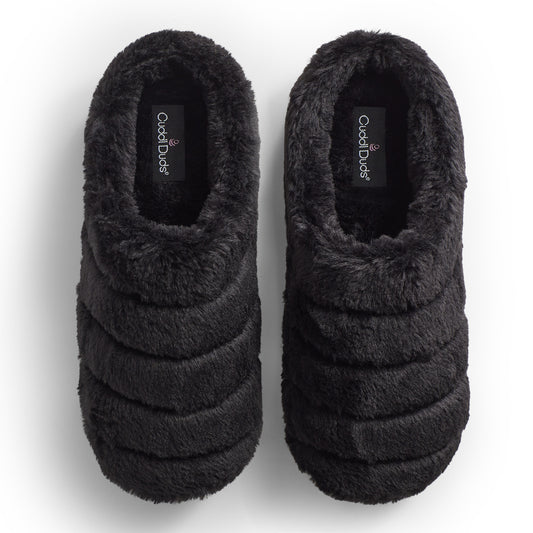 Faux Fur Puff Clog black Slipper