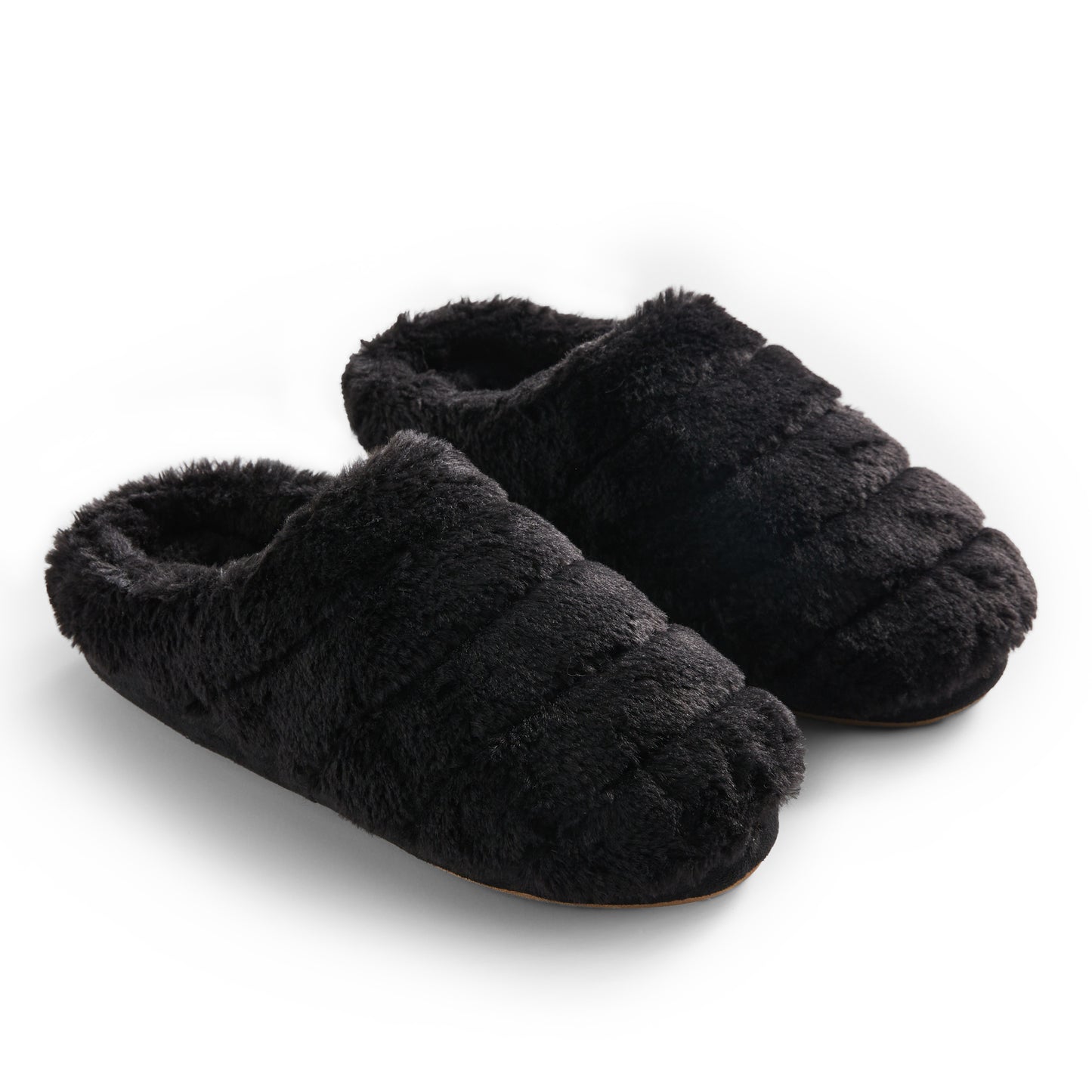 Black Multi;@Faux Fur Puff Clog black Slipper