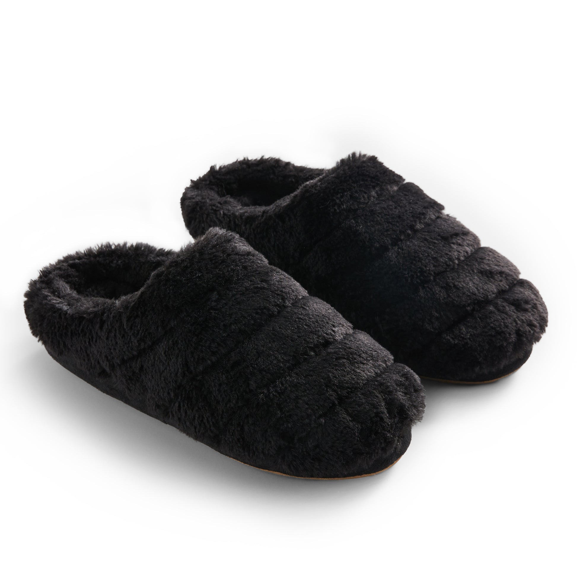 Faux Fur Puff Clog black Slipper