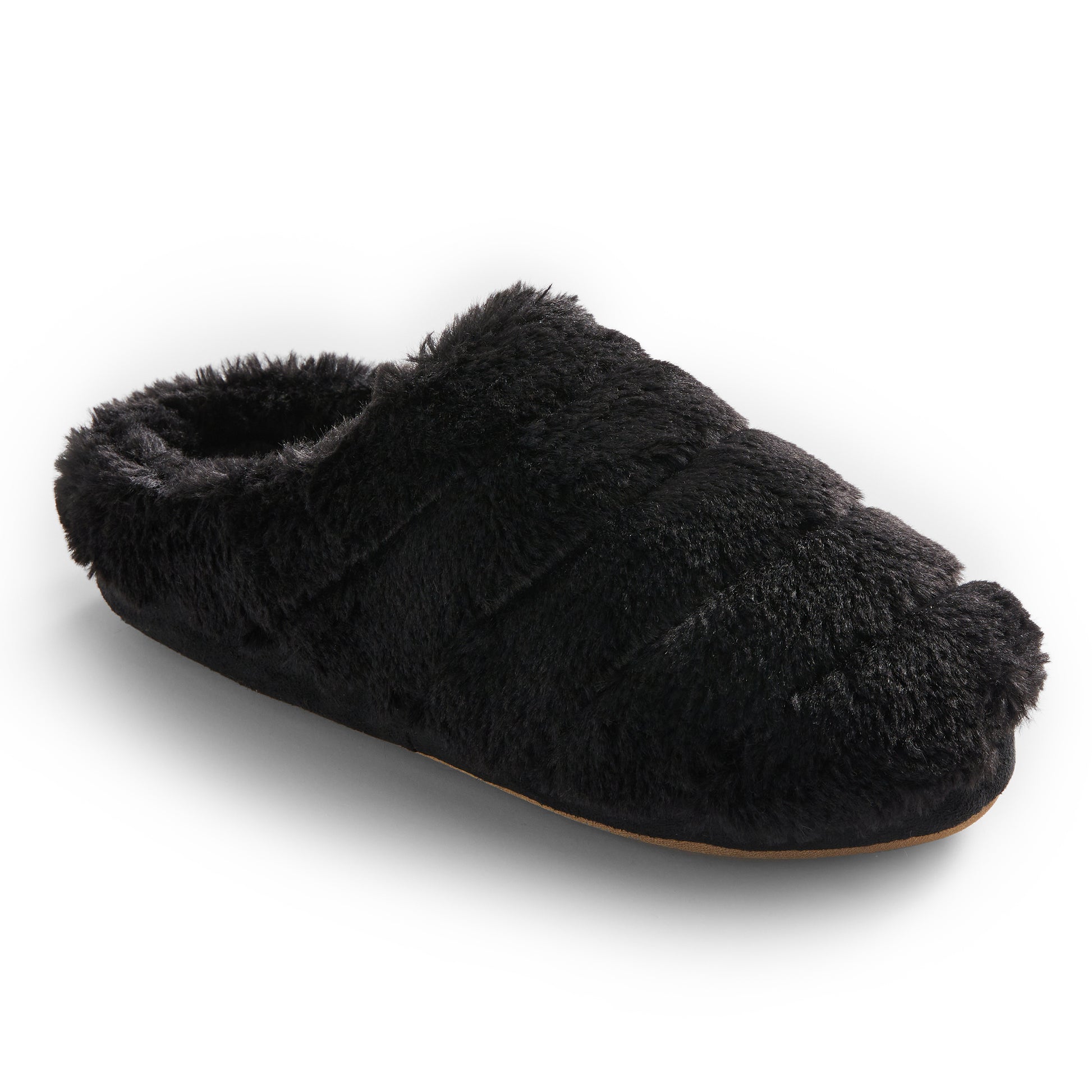 Faux Fur Puff Clog black Slipper