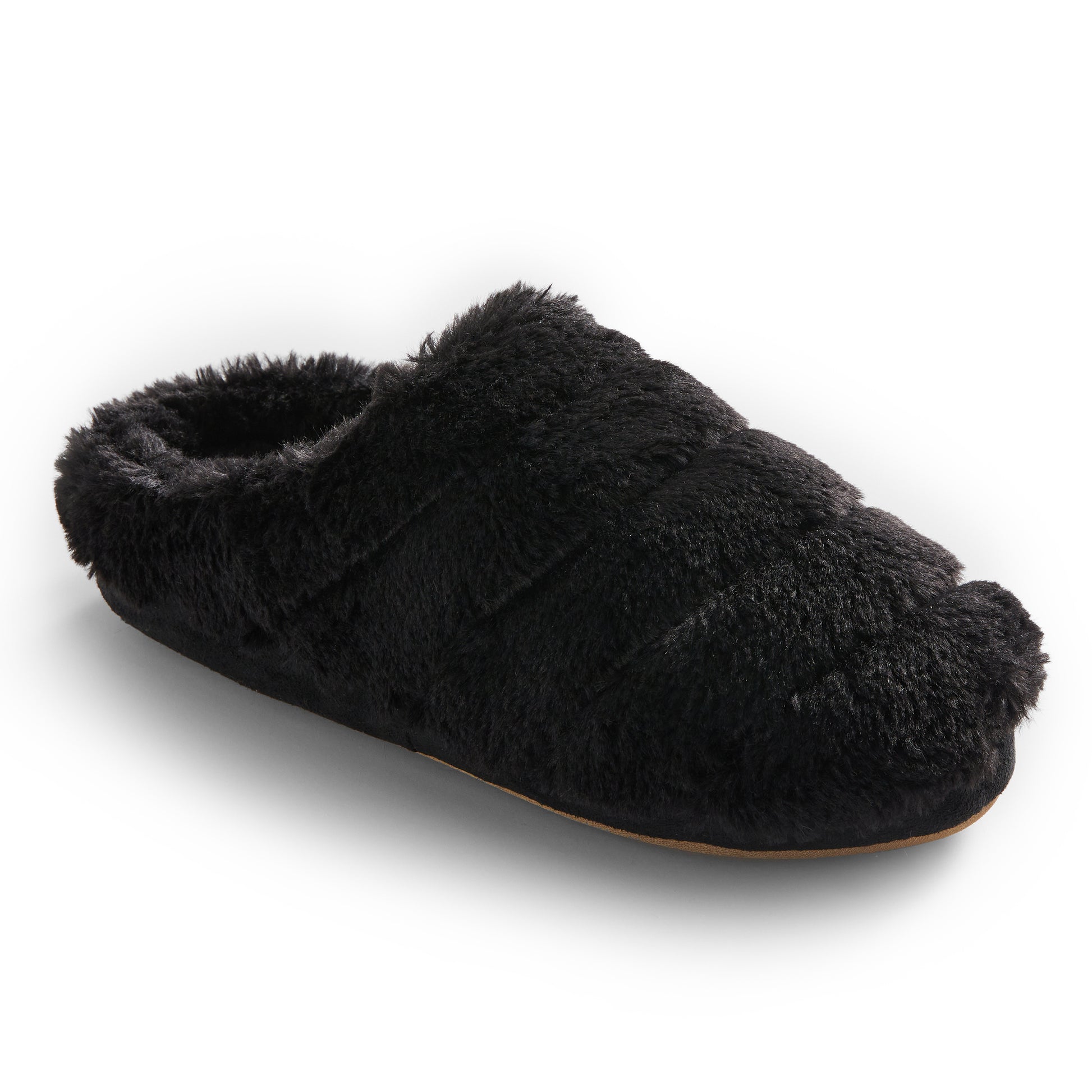 Black Multi;@Faux Fur Puff Clog black Slipper