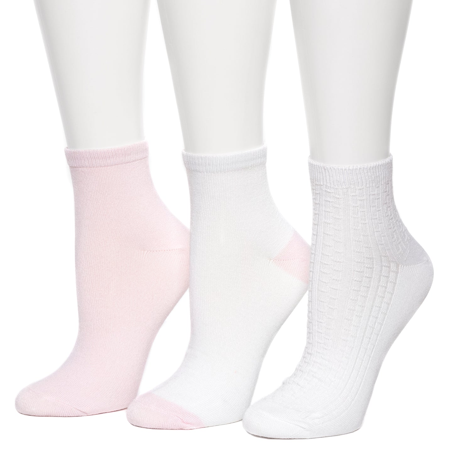 White/Pearl;@Vertical Texture Anklet Sock 3 Pack