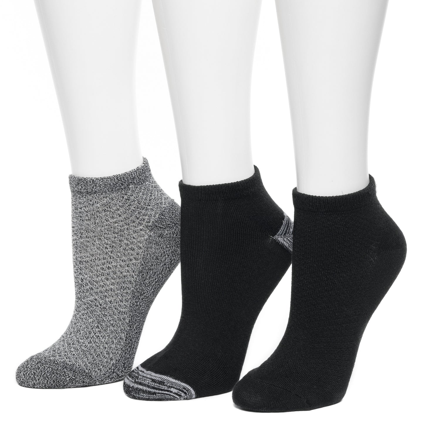 Black;@Solid Pique Low Cut Sock 3 Pack