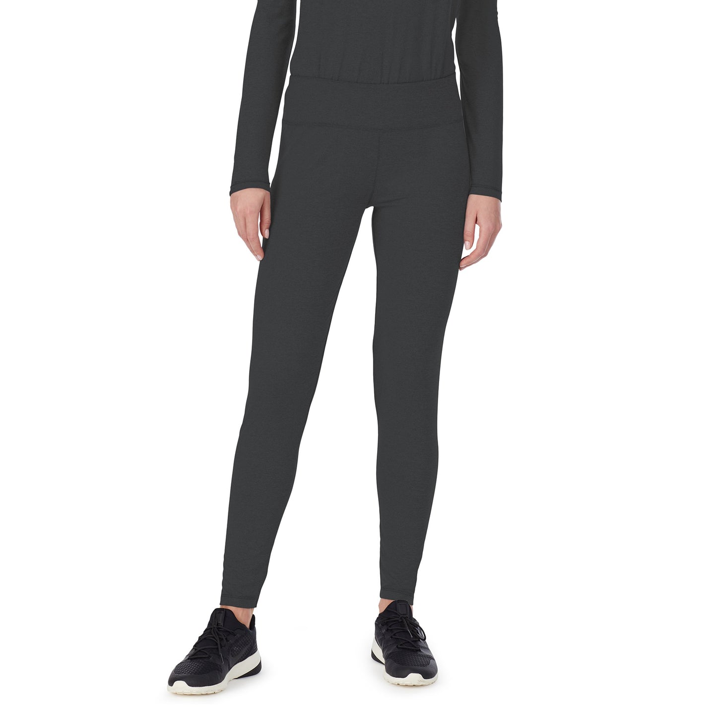Charcoal;@A lady wearing charcoal long sleeve underscrub legging petite.