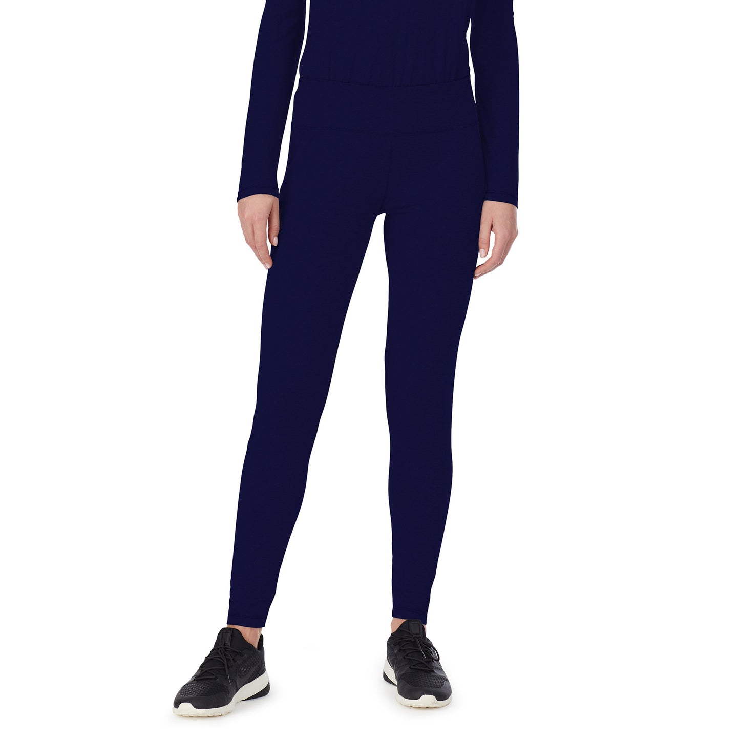 Navy;@A lady wearing navy long sleeve underscrub legging petite.