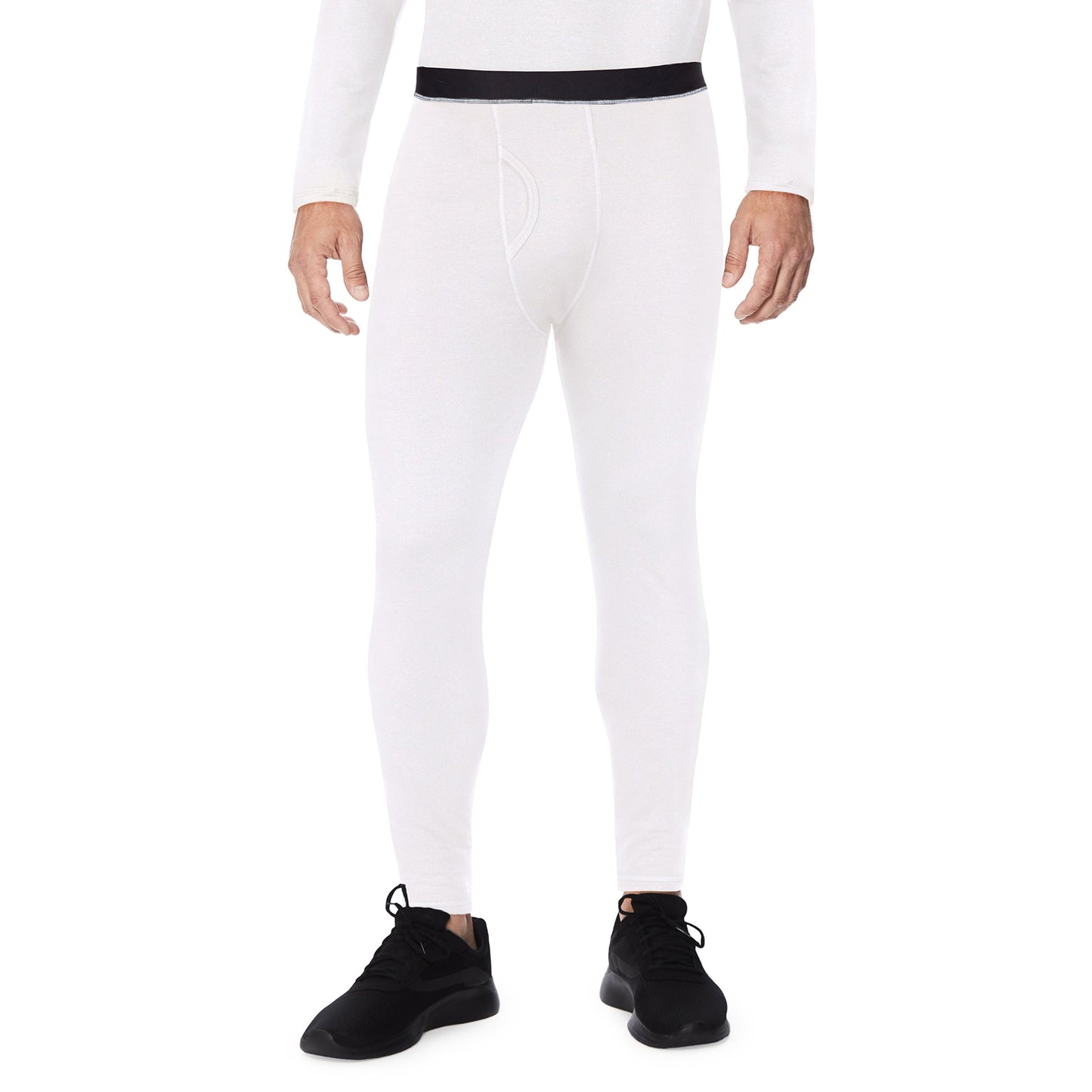White;Model is wearing size M. He is 6'2", Waist 32", Inseam 32".@A man wearing white underscrub pant.