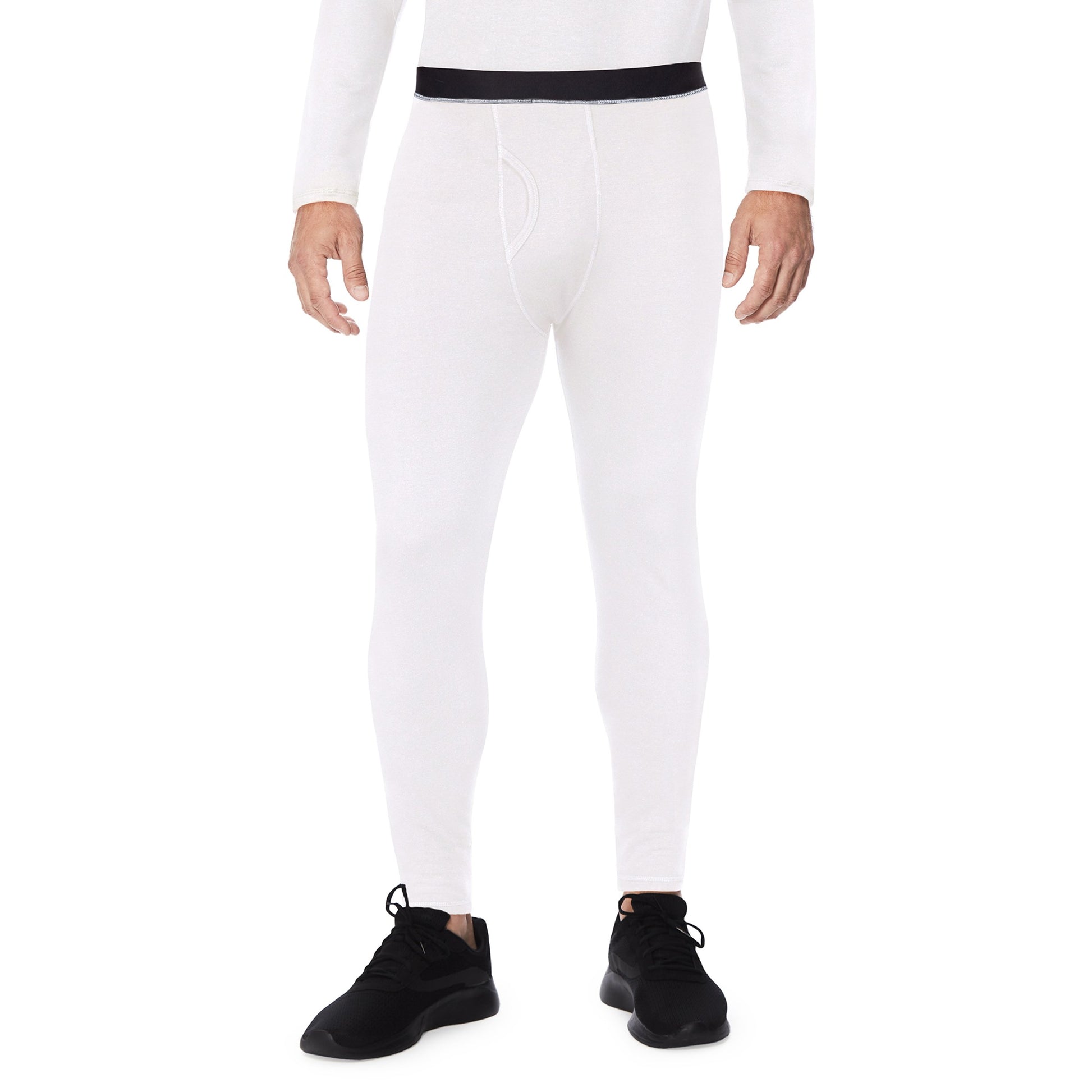 A man wearing  white underscrub pant.