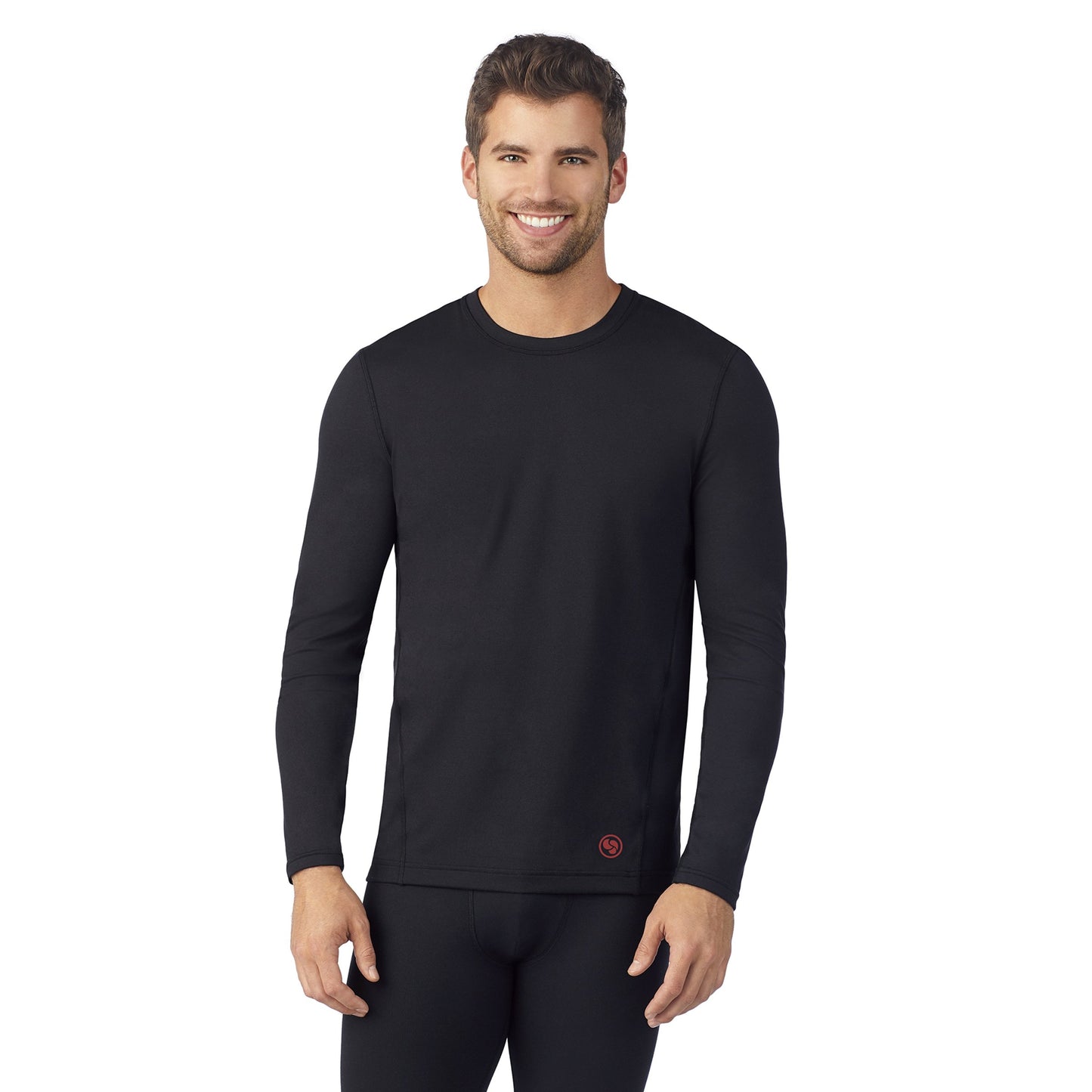 Black;@A man wearing black Far Infrared Enhance Long Sleeve Crew