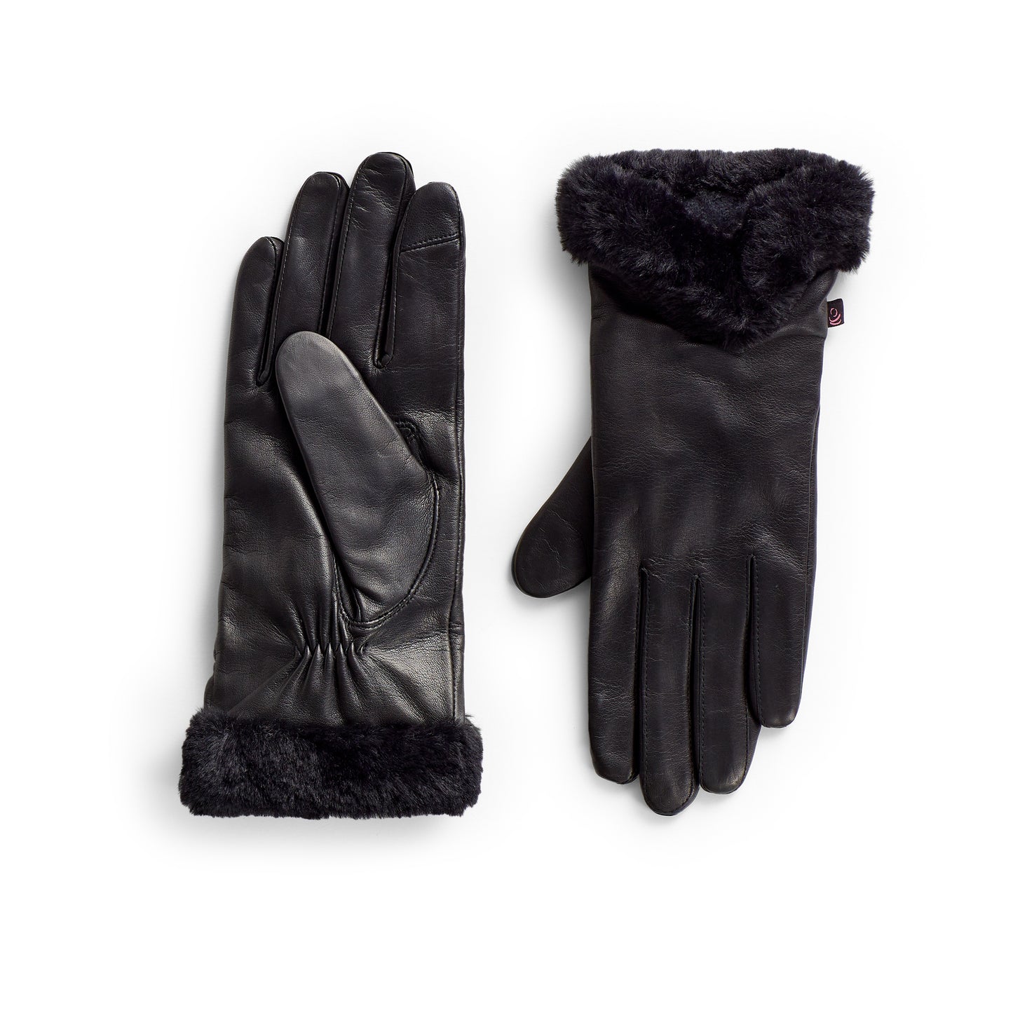 Black; @Black Leather Glove with Faux Fur Cuff