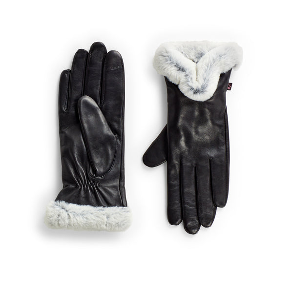Leather Glove with Faux Fur Cuff - Cuddl Duds
