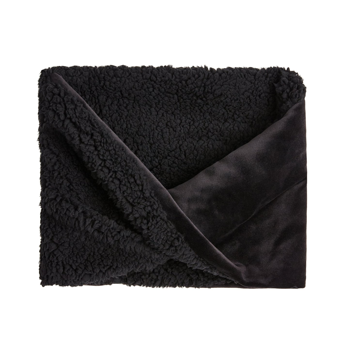 Black;@Double Plush Velour and Sherpa Reversible Neckwarmer
