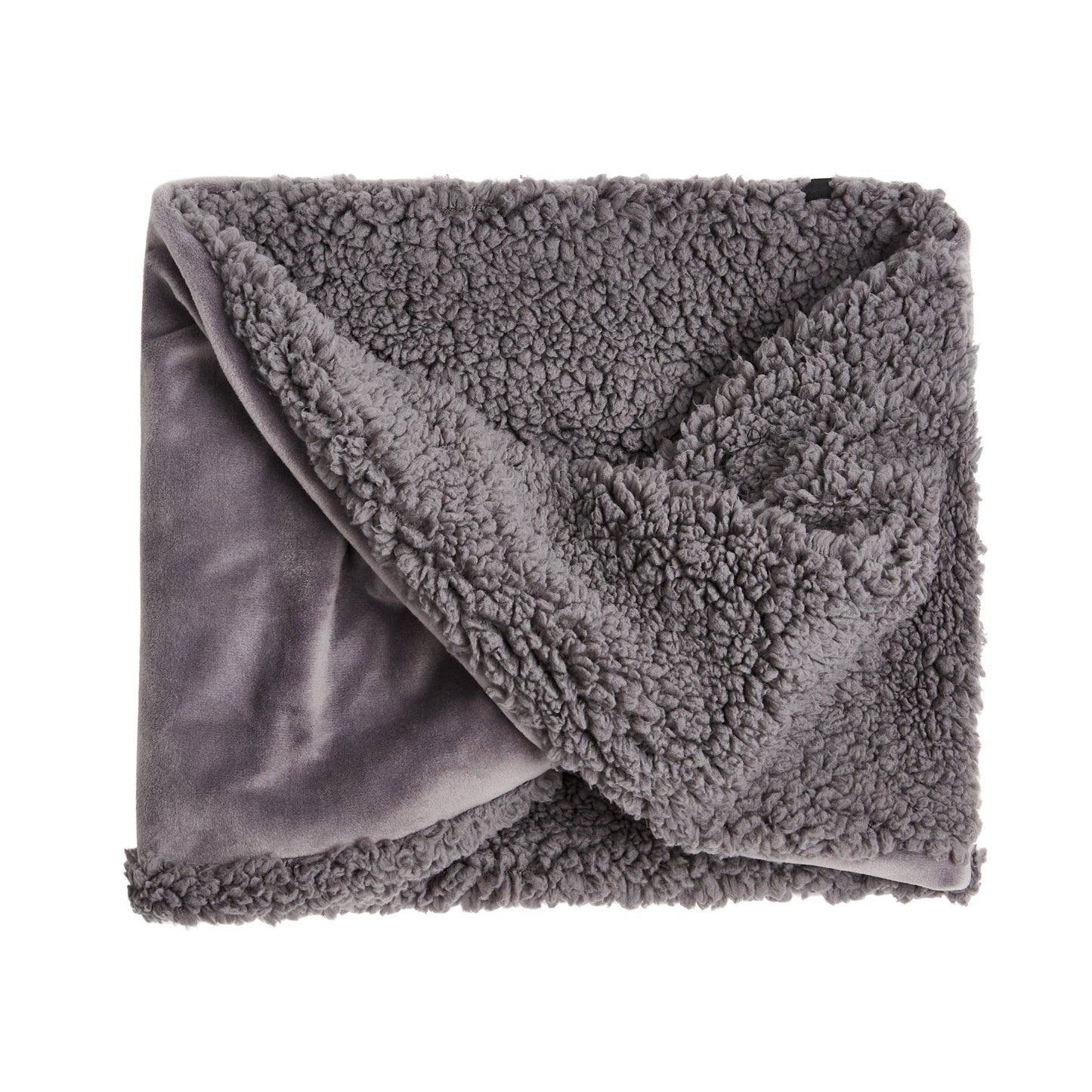 Grey;@Double Plush Velour and Sherpa Reversible Neckwarmer