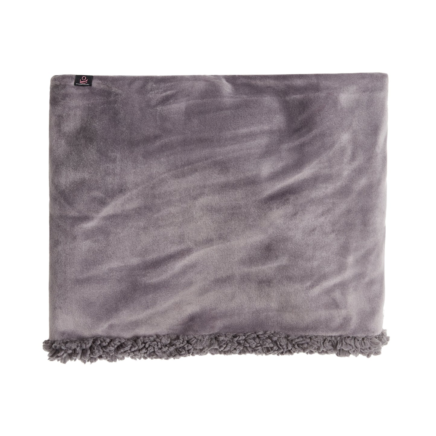 Grey;@Double Plush Velour and Sherpa Reversible Neckwarmer